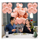 Large Balloon With Rose Gold Heart | 20 Pack | Rose Gold Heart Shaped Balloons | Metallic Pink Heart Balloons