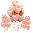 Large Balloon With Rose Gold Heart | 20 Pack | Rose Gold Heart Shaped Balloons | Metallic Pink Heart Balloons
