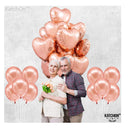 Large Balloon With Rose Gold Heart | 20 Pack | Rose Gold Heart Shaped Balloons | Metallic Pink Heart Balloons
