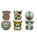Matty's Garden Animal | Set of 6 Ceramic Succulent Planters | 2.5 Inch Small Cactus Pots With Drainage Hole