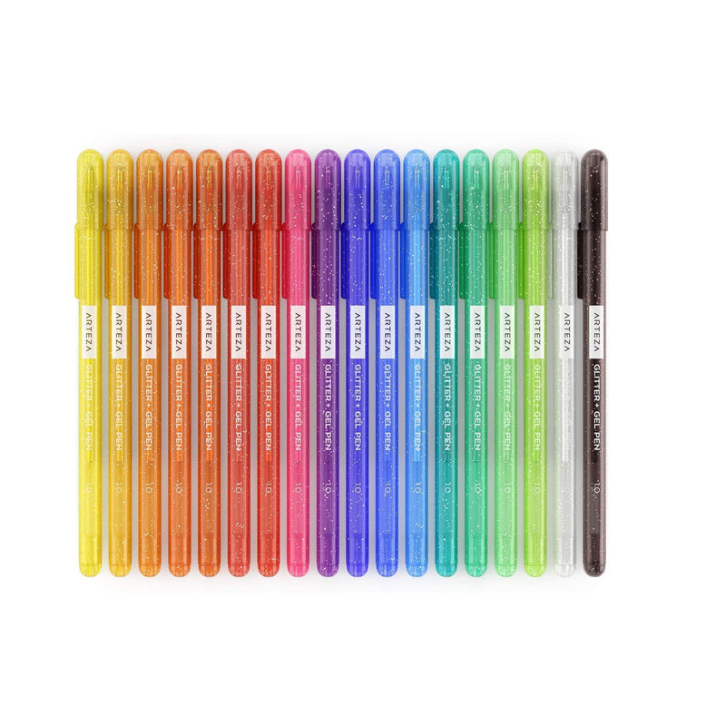 Glitter Gel Pens | 18 Assorted Colors | 1.0 mm tip