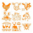 9 Piece Farm Stencils | Create Unique DIY Decorations With Designs