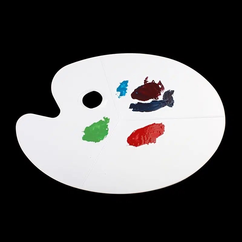 1pc Marie Large Oval Palette Plum Disk Three Wire Board Wooden Watercolor Gouache Acrylic Oil Painting Palette Art Palette