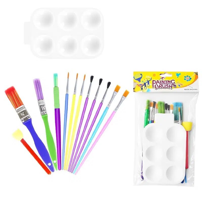 13pcs Kids Painting Kit,12pcs Artist Brusher+1pc Palatte