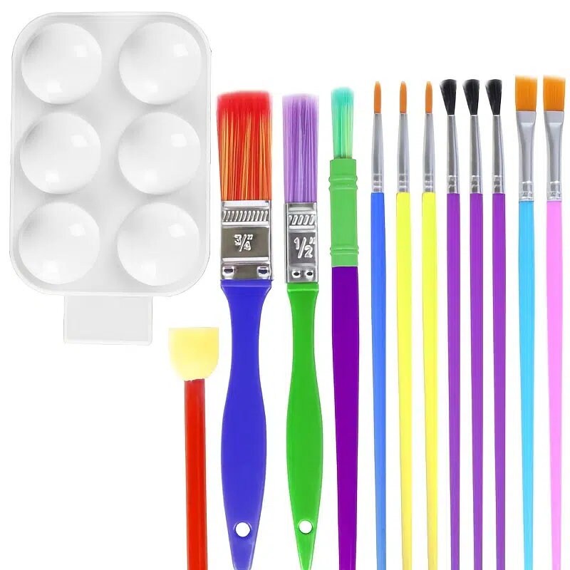 13pcs Kids Painting Kit,12pcs Artist Brusher+1pc Palatte