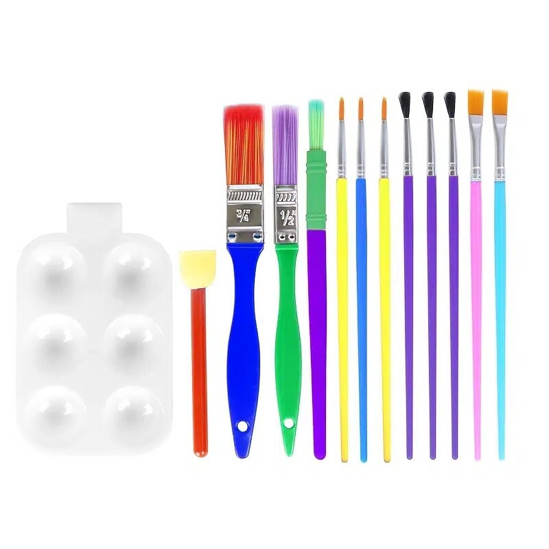 13pcs Kids Painting Kit,12pcs Artist Brusher+1pc Palatte