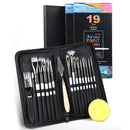 19pcs/Set Nylon Brush Watercolor Paint Pen Set Oil Painting Knife Portable Canvas Bag Watercolor Acrylic