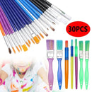 30pcs/set Artists Paint Brush Set Small & Large Round Tipped Art Painting Kit Craft