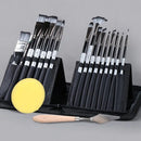 19pcs/Set Nylon Brush Watercolor Paint Pen Set Oil Painting Knife Portable Canvas Bag Watercolor Acrylic