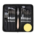 19pcs/Set Nylon Brush Watercolor Paint Pen Set Oil Painting Knife Portable Canvas Bag Watercolor Acrylic