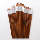 12pcs Different Sizes Flat Front Detail Paint Brush For Watercolor
