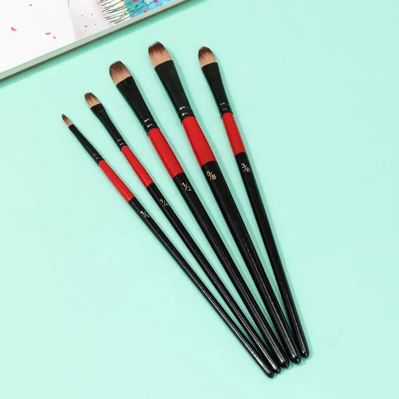 Paint Brush Set | Nylon Paint Brushes For Acrylic | Oil | Watercolor | 5 Brush Sizes