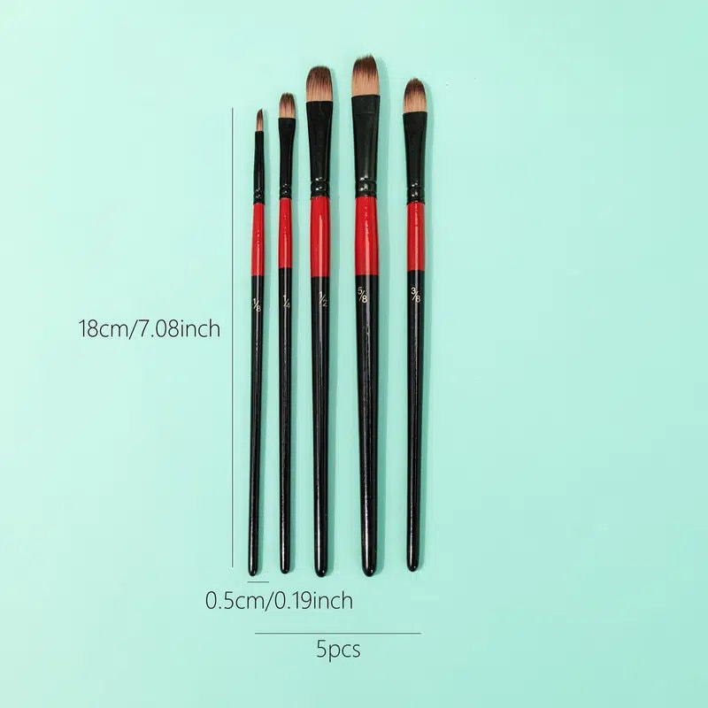 Paint Brush Set | Nylon Paint Brushes For Acrylic | Oil | Watercolor | 5 Brush Sizes