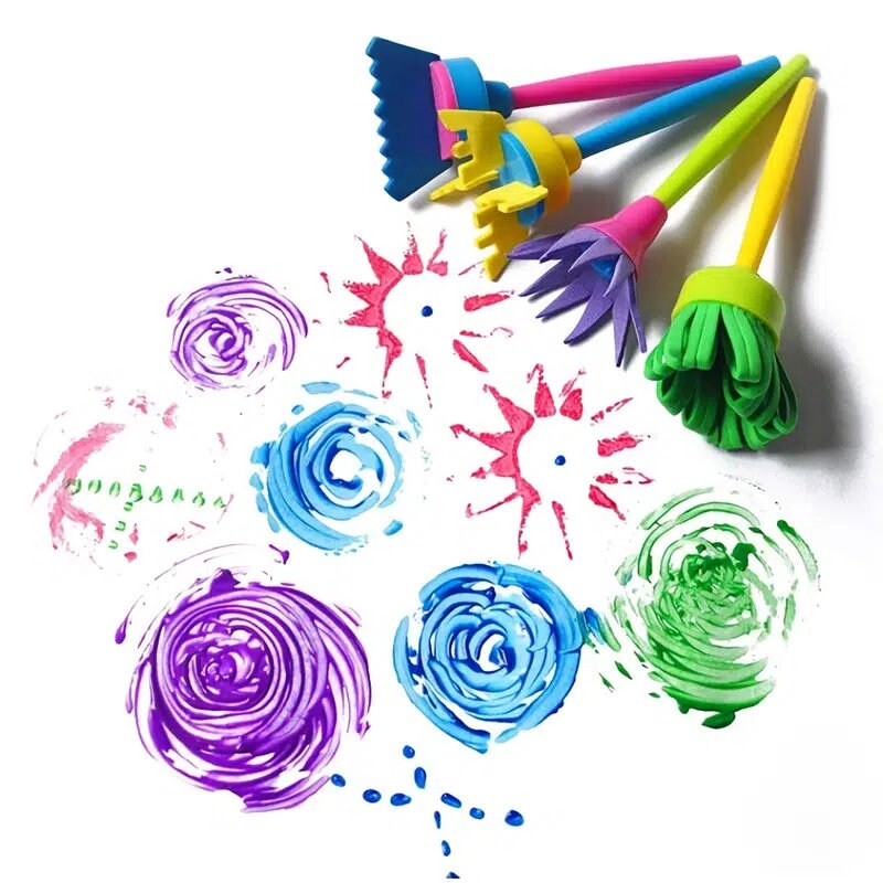 4pcs/set Painting Tools Drawaing Toys Flower Stamp Sponge Brush Set Art Supplies For Kids