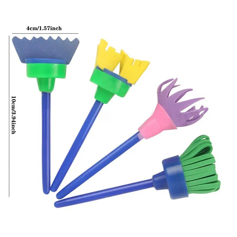 4pcs/set Painting Tools Drawaing Toys Flower Stamp Sponge Brush Set Art Supplies For Kids