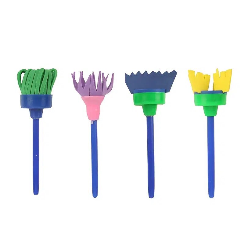 4pcs/set Painting Tools Drawaing Toys Flower Stamp Sponge Brush Set Art Supplies For Kids