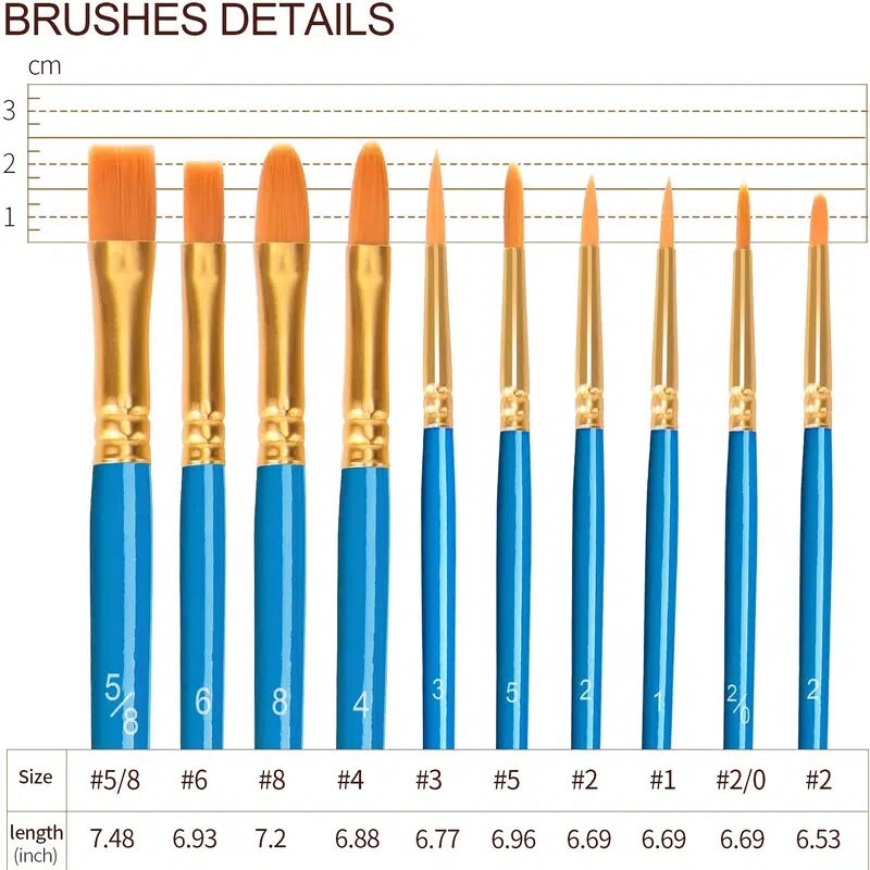 ULG Acrylic Paint Brushes Set 1 Packs /10 Pieces | Set 2 Packs /20 Pieces | Watercolor Brush Set Paint Brush For Kids Nylon Hair