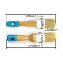 2pcs Round Head Brush Painting Brush Birch Wood Pure Bristle Crayon Brush For Furniture Painting And Waxing Tool