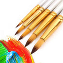 5pcs/pack Nylon Watercolor Gouache Acrylic Painting Brush Golden Tube White Rod Pointed Flat Head Paint Brush Pen Art Supplies