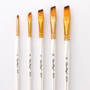 5pcs/pack Nylon Watercolor Gouache Acrylic Painting Brush Golden Tube White Rod Pointed Flat Head Paint Brush Pen Art Supplies