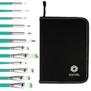 16pcs/set Green Rod Paint Brushes | 12 Acrylic Paint Brush Set With Palette | Palette Knife And Sponge
