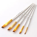 5pcs/pack Nylon Watercolor Gouache Acrylic Painting Brush Golden Tube White Rod Pointed Flat Head Paint Brush Pen Art Supplies