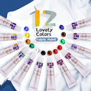 1set Textile Painting Paint Set With 3 Brushes 1 Palette And 12 Pigments Non-fading Permanent Fabric Paint