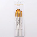 5pcs/pack Nylon Watercolor Gouache Acrylic Painting Brush Golden Tube White Rod Pointed Flat Head Paint Brush Pen Art Supplies