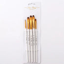 5pcs/pack Nylon Watercolor Gouache Acrylic Painting Brush Golden Tube White Rod Pointed Flat Head Paint Brush Pen Art Supplies
