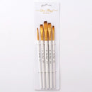 5pcs/pack Nylon Watercolor Gouache Acrylic Painting Brush Golden Tube White Rod Pointed Flat Head Paint Brush Pen Art Supplies