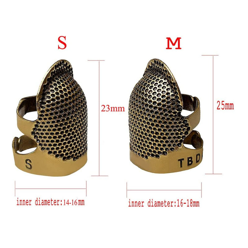 Quadow 4 Piece Sewing Thimble | Metal Copper Sewing Thimble Finger Protector | Adjustable finger protection ring