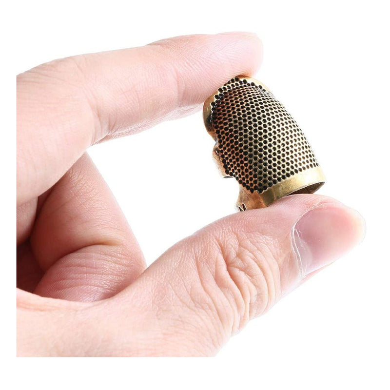 Quadow 4 Piece Sewing Thimble | Metal Copper Sewing Thimble Finger Protector | Adjustable finger protection ring