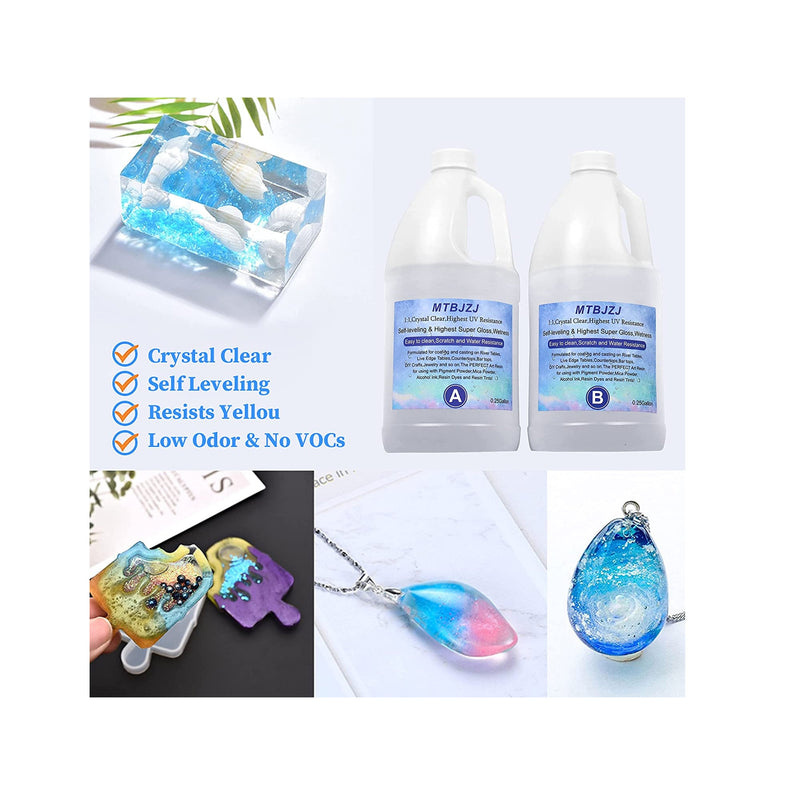 Crystal Clear Epoxy Resin Kit - UV Resistant - 0.5 Gallon - Multi-Purpose