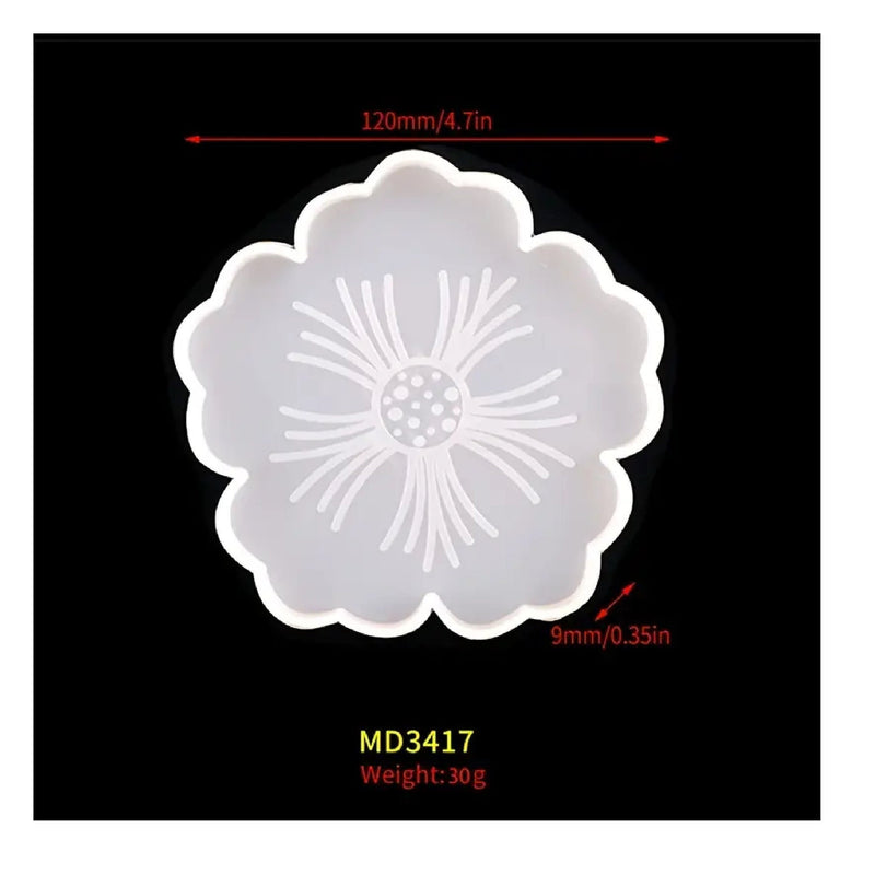 1 Piece Flower Petal Resin Mirror Coaster Mold