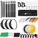 Backdrop Stand Green Screen Photography Lighting Kit 3 Softboxes 5 Photo Umbrellas 5 in1 Reflector