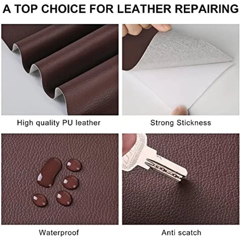 Large Leather Repair Patch Adhesive Back First-aid for Upholstery Couch Car  Seat Jackets Handbags 12x24 Inches, Pack of 2 (Brown)