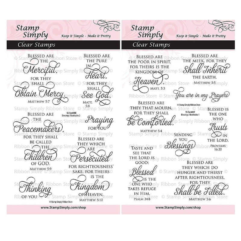 Stamp Simply Clear Stamps Christian Religious Blessings And Beatitudes | 2-Pack 4x6-Inch Sheets | 14 Pieces
