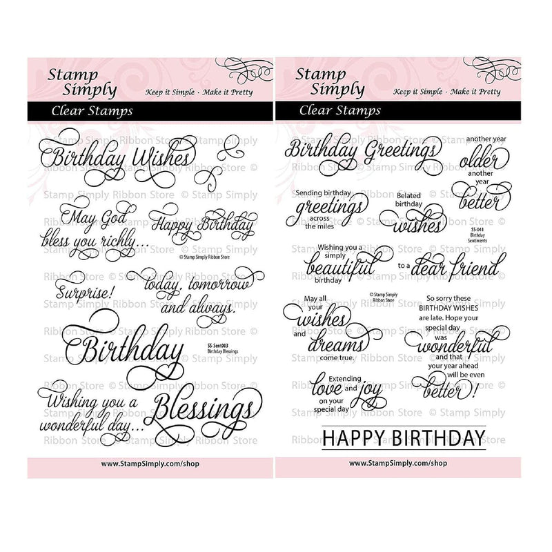 Stamp Simply Clear Stamps Happy Birthday Sentiments And Blessings Christian Religious   | 2 Pack | 4 x 6 Inch Sheet | 20 Pieces