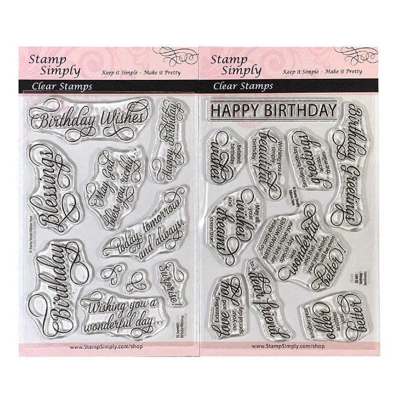 Stamp Simply Clear Stamps Happy Birthday Sentiments And Blessings Christian Religious   | 2 Pack | 4 x 6 Inch Sheet | 20 Pieces