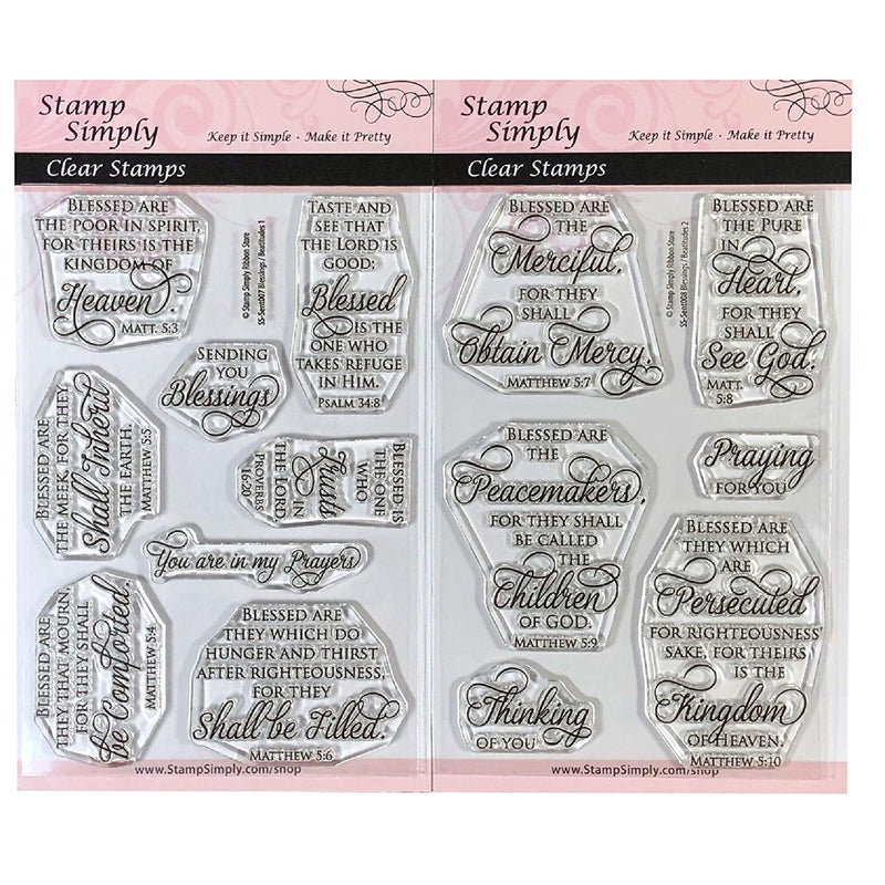 Stamp Simply Clear Stamps Christian Religious Blessings And Beatitudes | 2-Pack 4x6-Inch Sheets | 14 Pieces