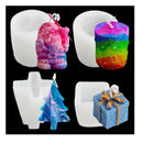 FEBX 4 Candle Molds Including Cylindrical 3D Santa Christmas Tree Gift Box For Scented Candle Making | Home Decor