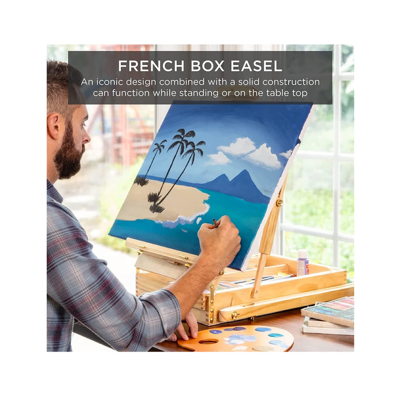 Best Choice Products French Easel | 32pc Beginners Kit Portable Wooden Folding Adjustable Sketch Box Artist Tripod