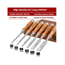 EZARC Hand-operated Chisels Wood Chisel Tool Sets | 6 Pieces Chrome Vanadium and Hard Ashtree Handle Woodworking Chisel