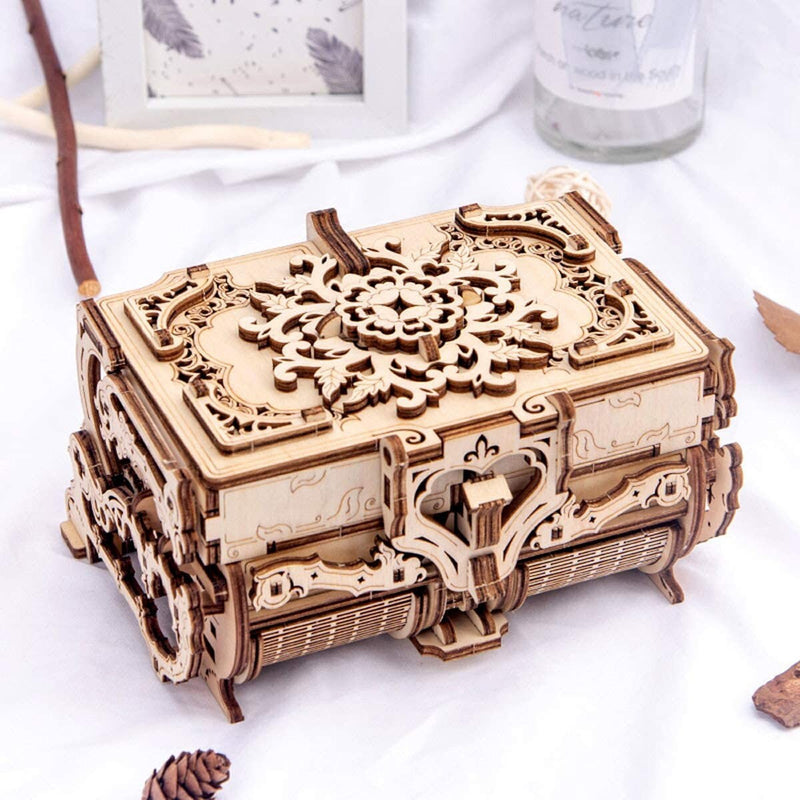 Varbertos 3D Wooden Puzzle Mechanical Treasure Box | Wood Creative Assembly Model Building Kits to