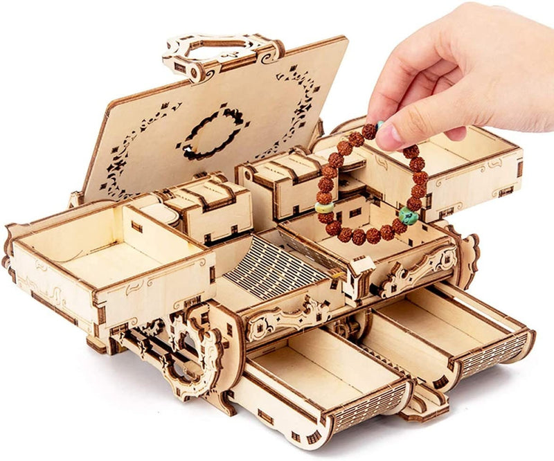 Varbertos 3D Wooden Puzzle Mechanical Treasure Box | Wood Creative Assembly Model Building Kits to