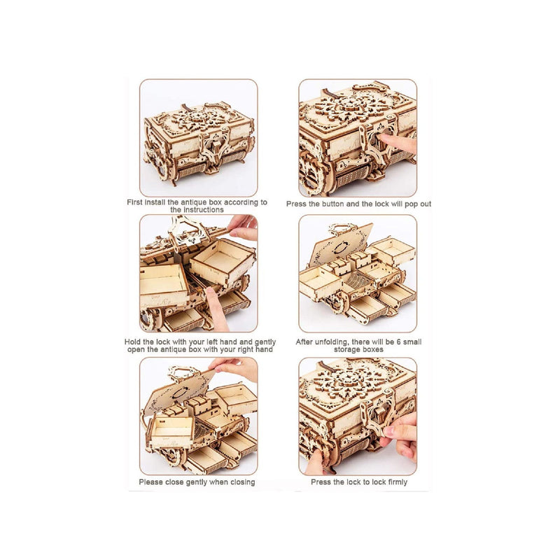 Varbertos 3D Wooden Puzzle Mechanical Treasure Box | Wood Creative Assembly Model Building Kits to