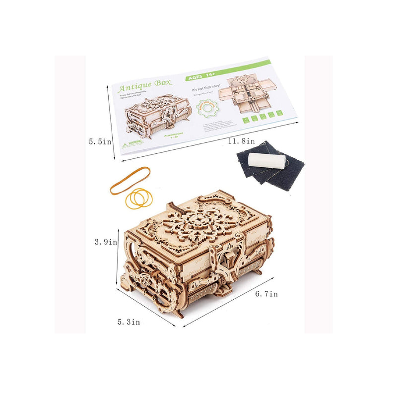 Varbertos 3D Wooden Puzzle Mechanical Treasure Box | Wood Creative Assembly Model Building Kits to