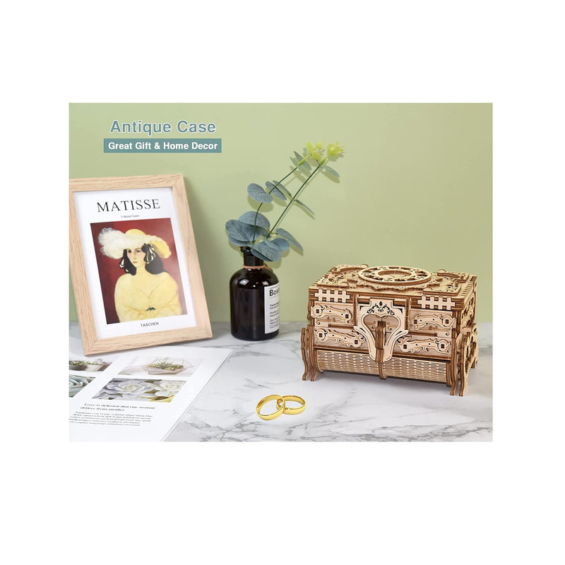 Uguter 3D Wooden Puzzle Antique Jewel Box | Music Box Kit | DIY Home Decoration | Laser-Cut Mechanical Model