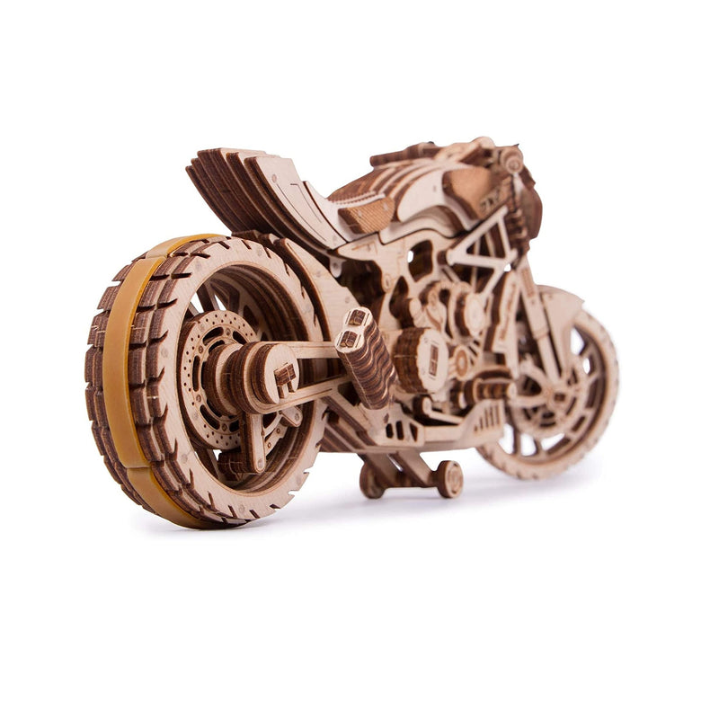 Wood Trick Motorcycle w/Rubber Band Motor | Rides up to 16ft | 3D Wooden Puzzle