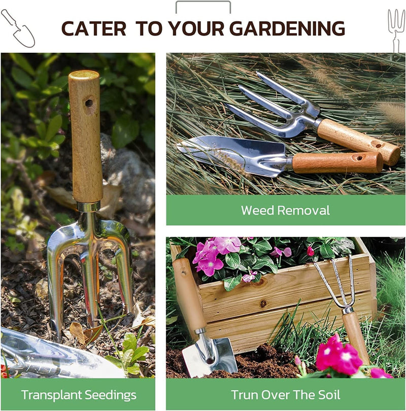 Grenebo Gardening Tools | Gardening Gifts for Women |  9-Piece Heavy Duty Garden Tool Set